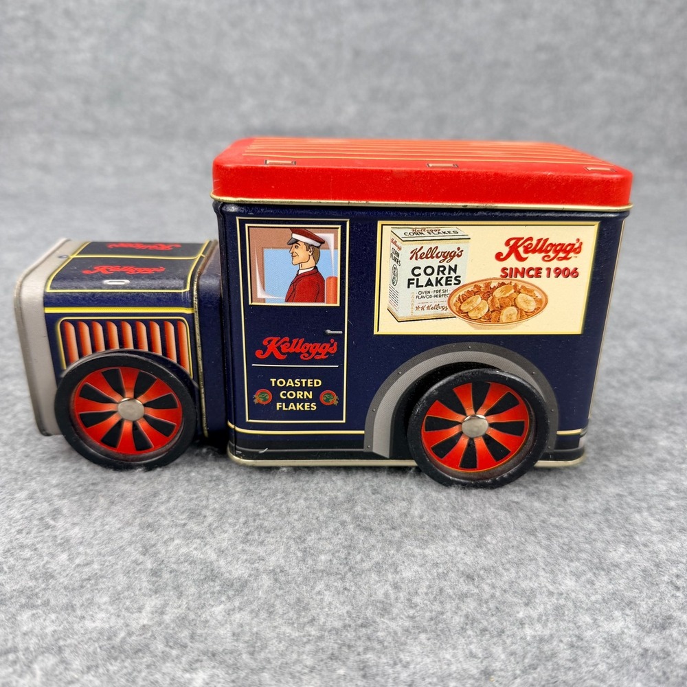 Vintage 1997 Kellogg Corn Flakes Delivery Cargo Truck Tin Box Company 8 Inch